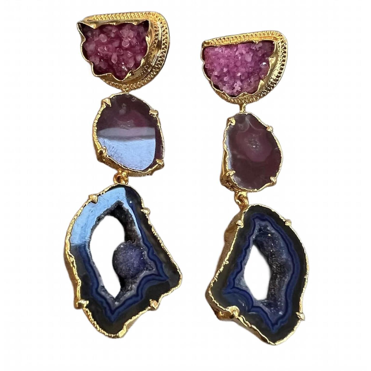 New Avenue Chic Women's Lisa Geode Earrings In Gold